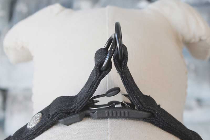 Close-up of the Wagabone dog harness with FIDLOCK V-BUCKLE