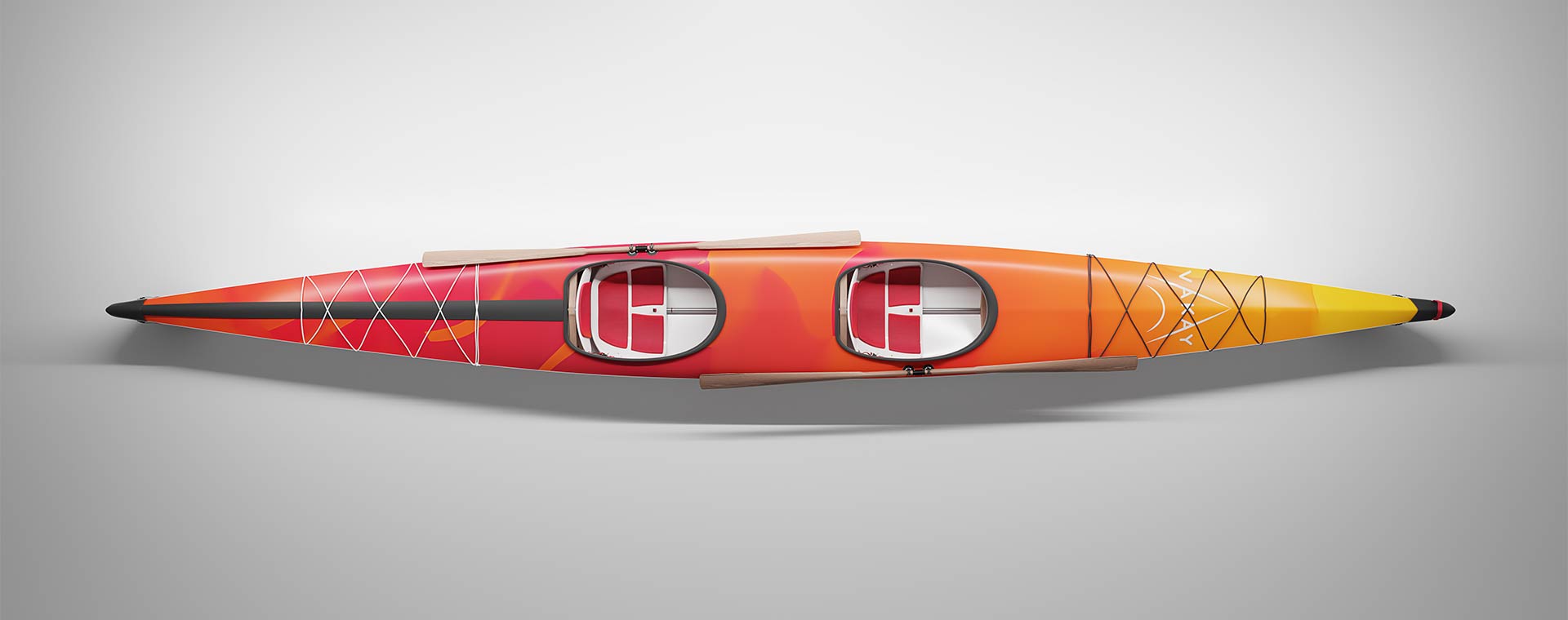 top view of full folding kayak for bachelor thesis with FIDLOCK components