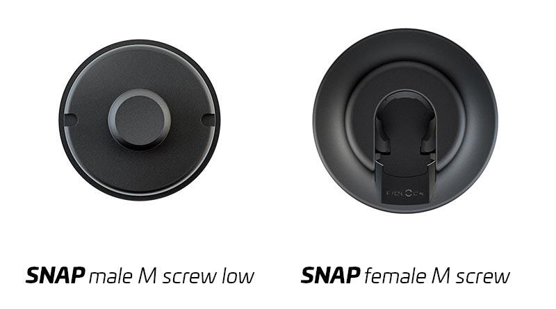 product images of the SNAP male M screw and the SNAP female M screw