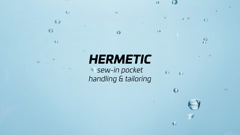 Thumbnail of a video with the text handling and tailoring HERMETIC sew-in pockets