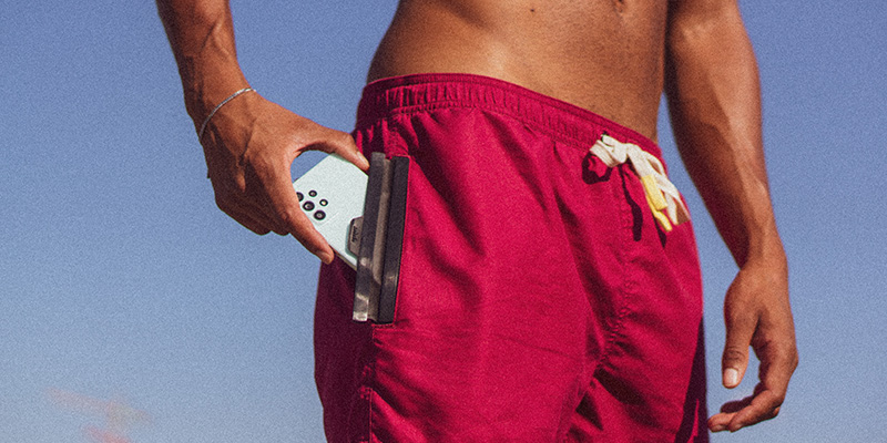 Lifeshot of a swimshorts with HERMETIC sew-in-pockets