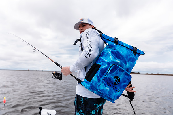fishing with the drypocketapparel bag 