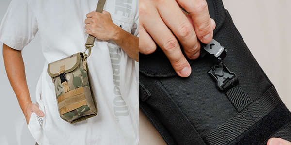 v-buckle fastener on the bagrun bag 