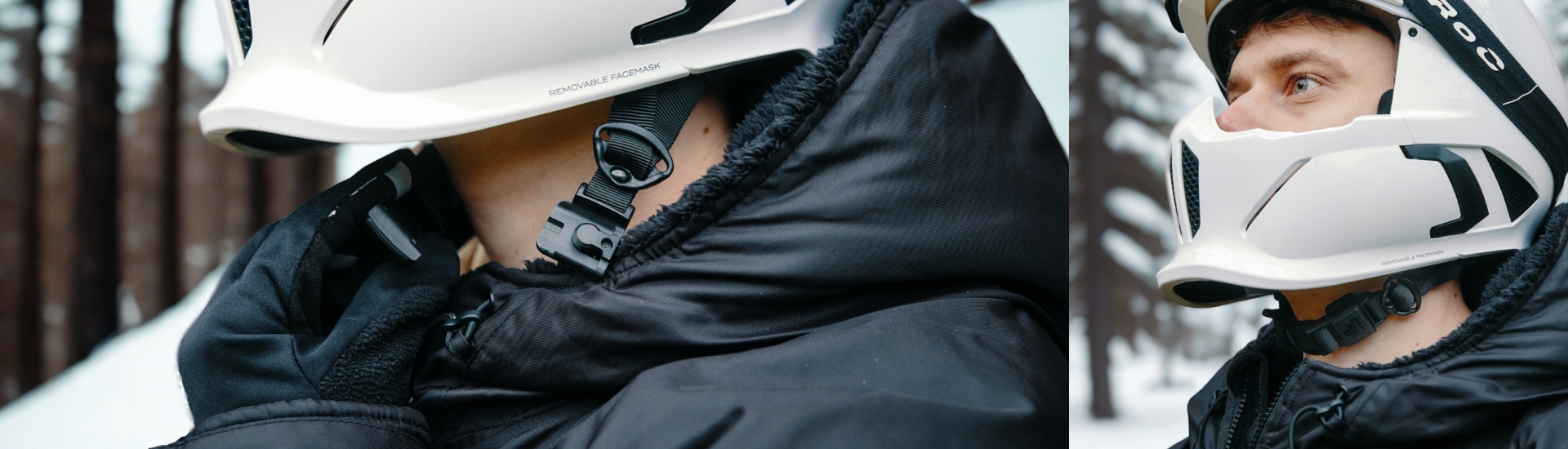 Man wearing Ski Helmet with FIDLOCK buckle 