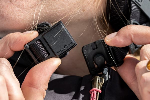 open fastener by fidlock on the bollé ski helmet 