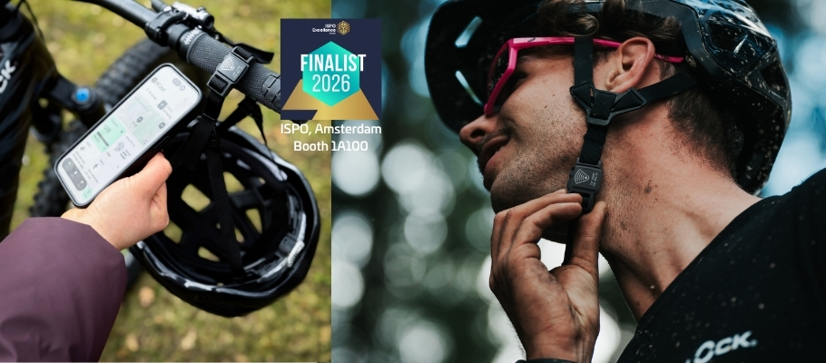 FIDLOCK Helmet buckle with twiceme technology being opened and scanned with a phone