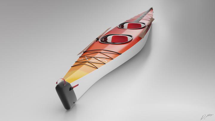 fully assembled vakay folding kayak in perspective view