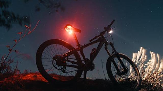 Bike at night with lights - preview for MonkeyLink with FIDLOCK interface
