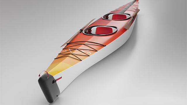 Full rendering of the folding kayak for bachelor thesis with FIDLOCK components