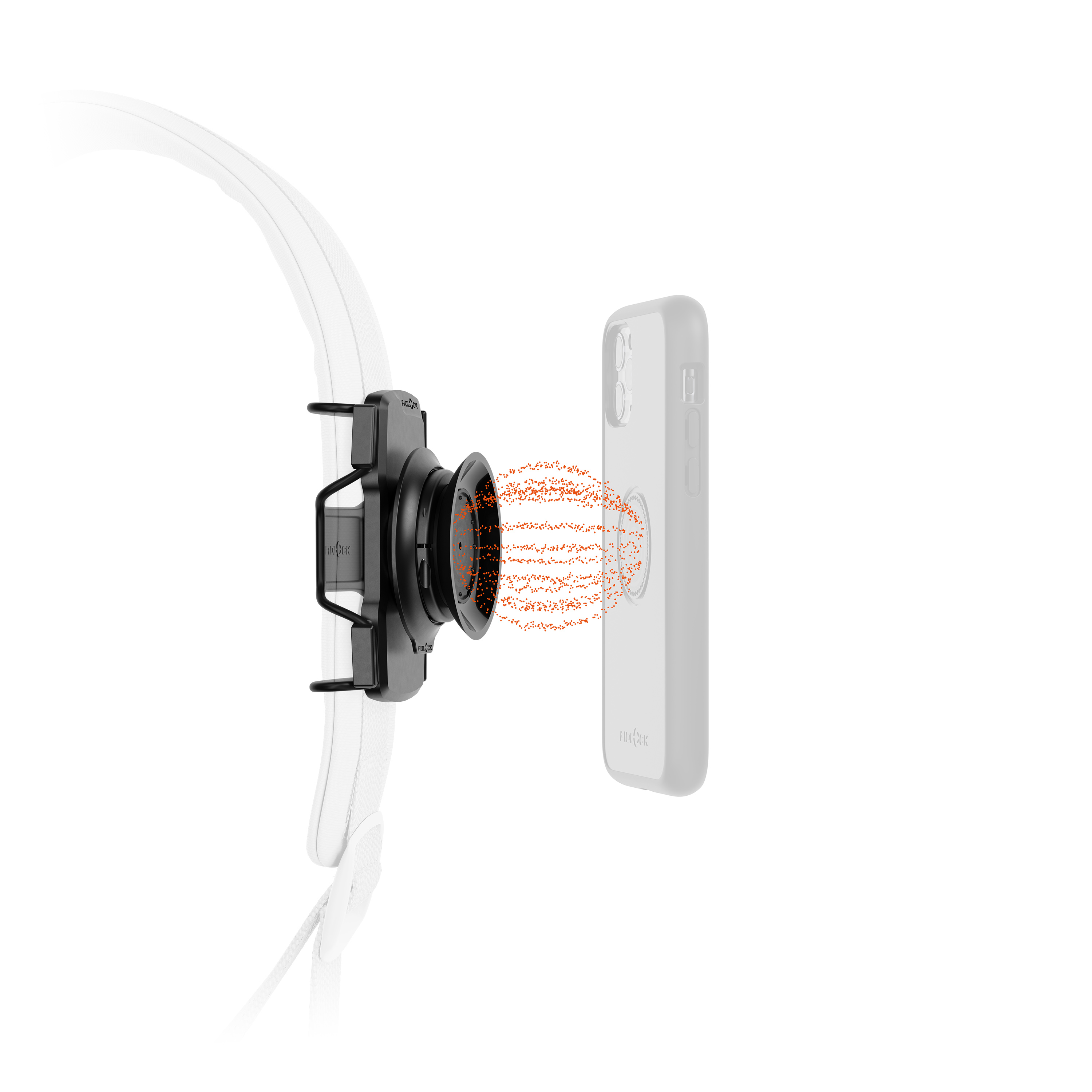 FIDLOCK-VACUUM-tex-base-Rendering-am-Rucksackgurt-mit-ausgegrautem-Handy-und-Magnetwolke